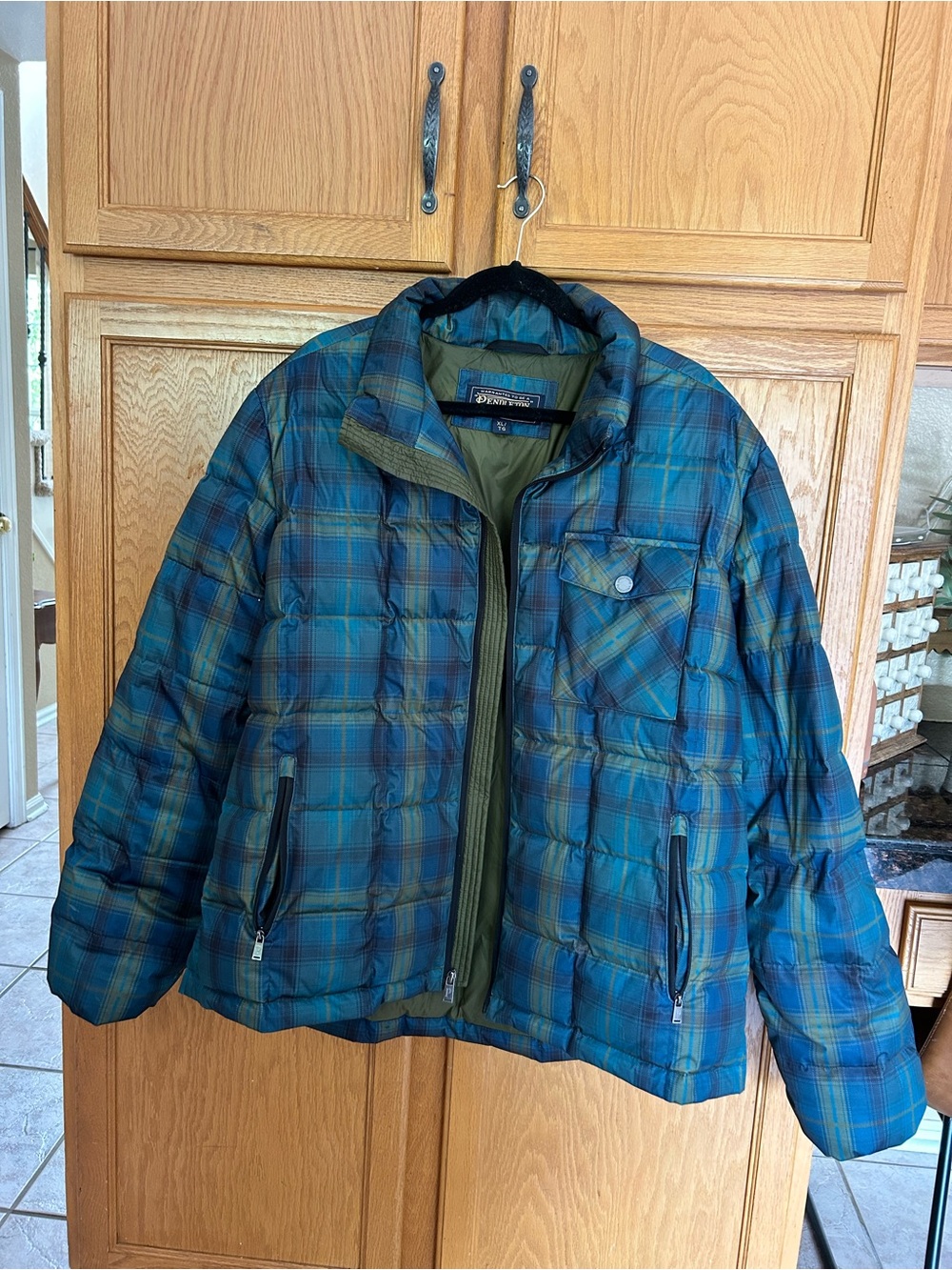 Pendleton Teal and Olive Plaid Quilted Puffer Jacket